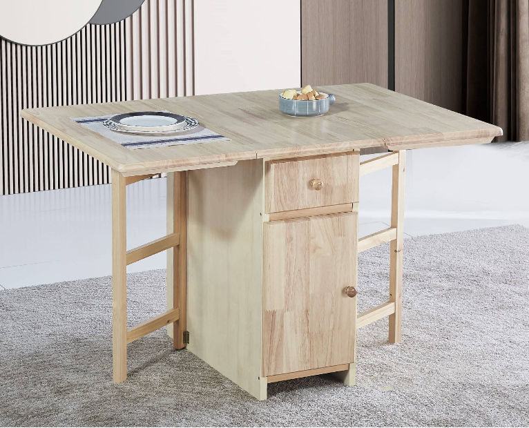 [3S FURNITURE] Portable Solid Wood Home Foldable Dining Table Set For 4 ...